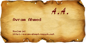 Avram Ahmed névjegykártya